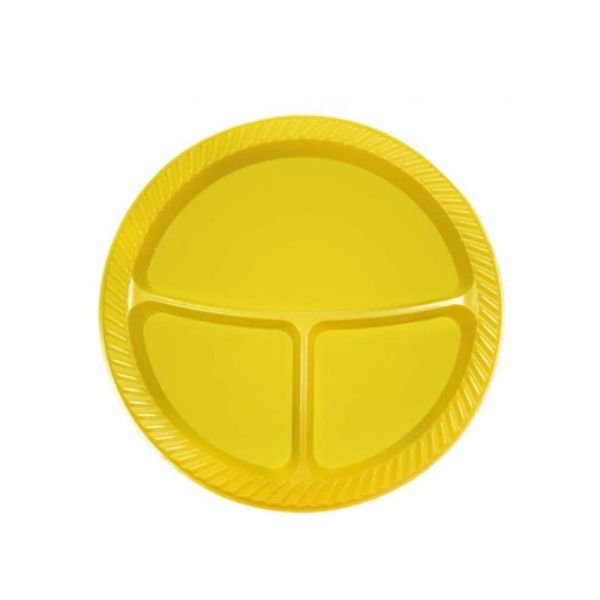 Tabak Plastik çap 26 cm 3 Gözlü Sarı 25 ADETLİ