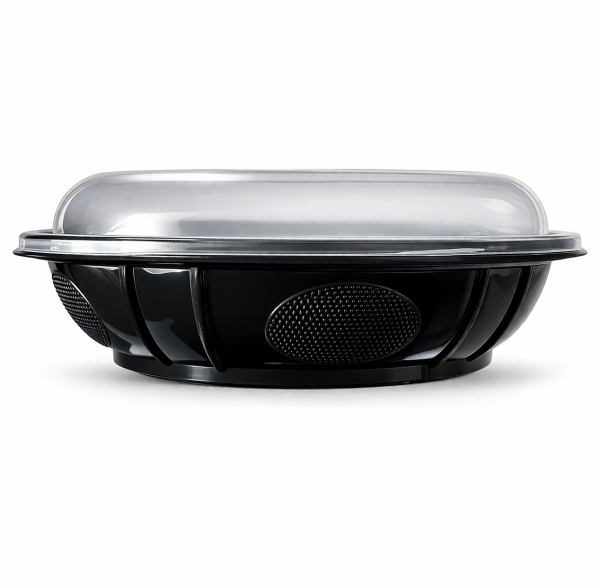 Salata Kabı Geniş Siyah 750 Gr Kap+Kapak