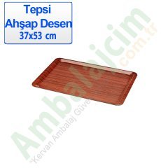 Tepsi Fastfood Plastik 37x53 Cm Ahşap Desenli Kaymaz 50 Adetli Koli