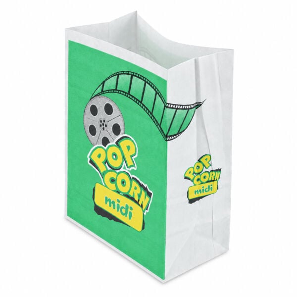 Kese Popcorn Midi 15x20x8 Cm Beyaz Kraft