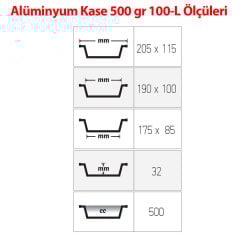 Alüminyum 500 Gr Kap 100 Adetli