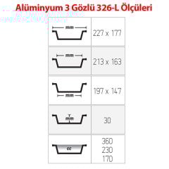Alüminyum 3 Gözlü Kap 100 Adetli