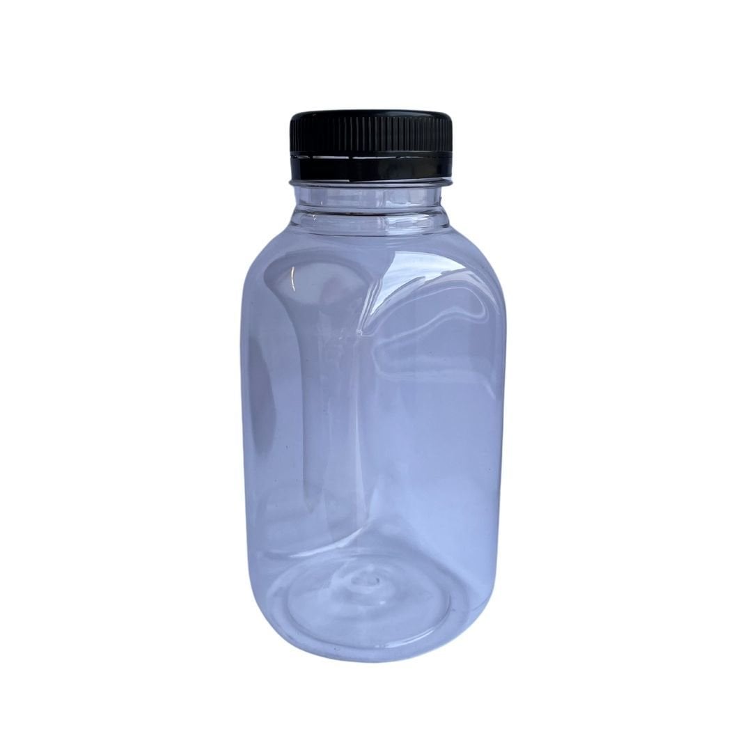 Plastik Köşeli Şeffaf Şişe Kapaklı 330 ml 220 Adet