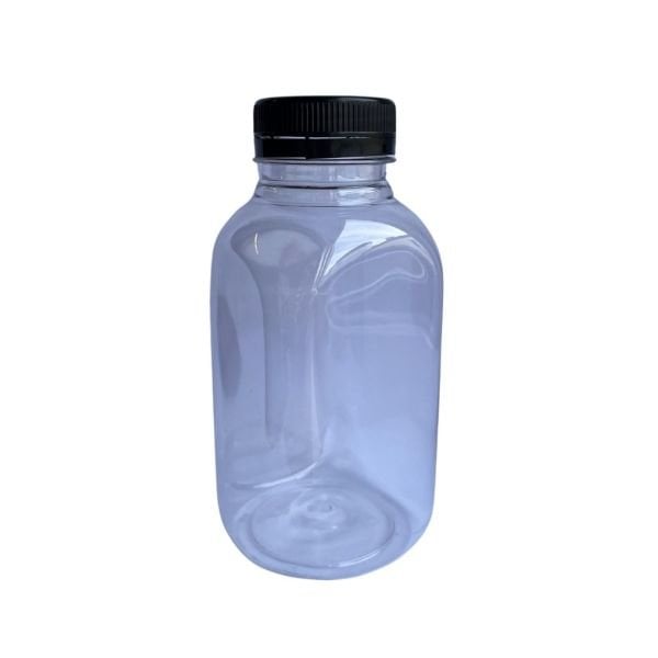 Plastik Köşeli Şeffaf Şişe Kapaklı 330 ml 220 Adet
