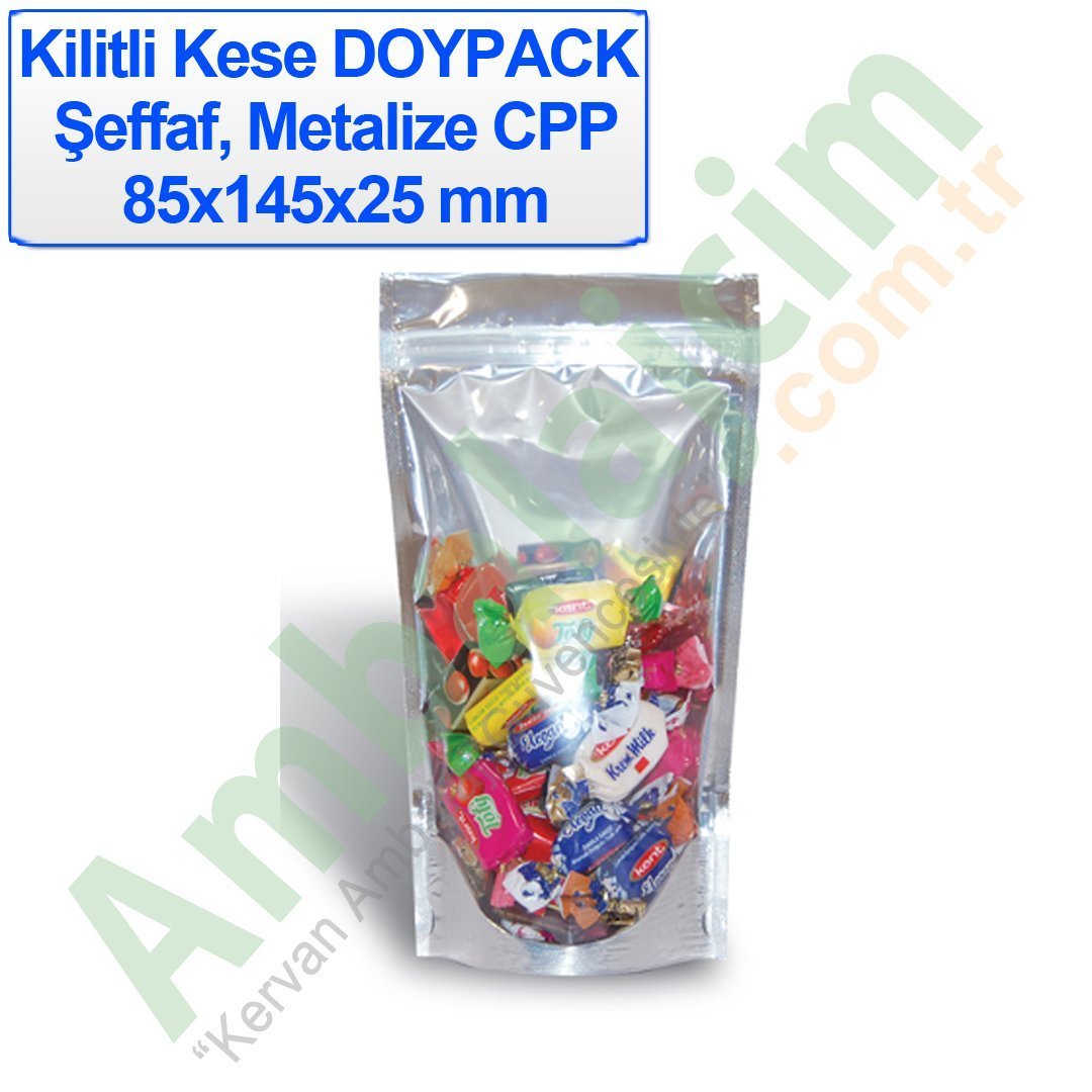 Kilitli Doypack Şeffaf Metalize Cpp 8,5x14,5x2,5 Cm 100 ADETLİ PAKET