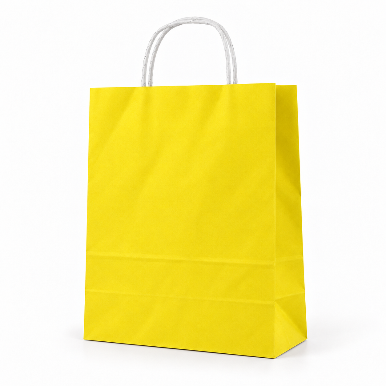 Beyaz Kraft Kağıt, Burgu saplı Çanta Sarı 32x40x12cm 50 adetli 250 Adetli Koli