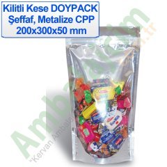 Kilitli Doypack Şeffaf Metalize CPP 20x30x5 cm 250 ADETLİ PAKET