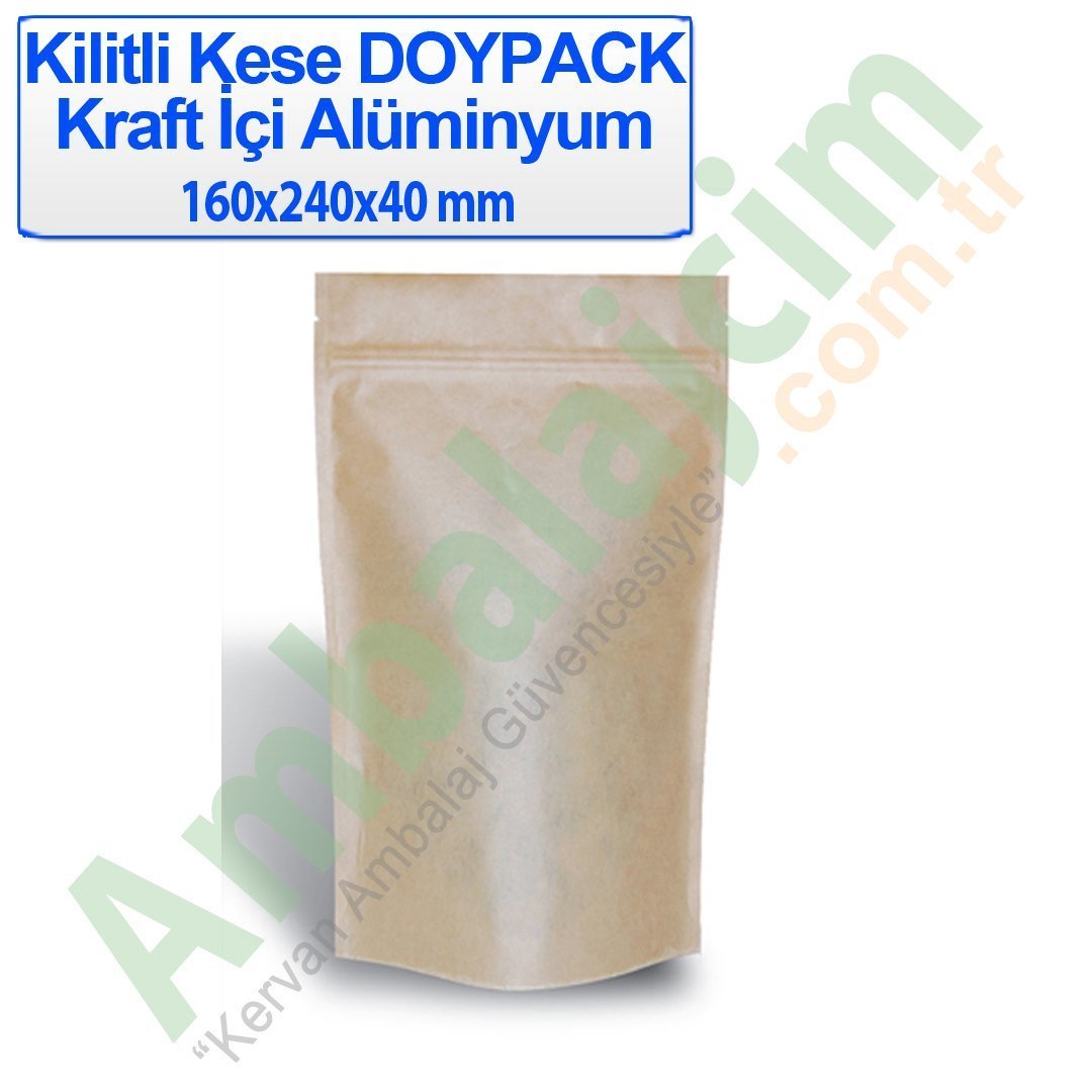 Kilitli Doypack Kraft Alüminyum 15x24x4 Cm 250 ADETLİ PAKET