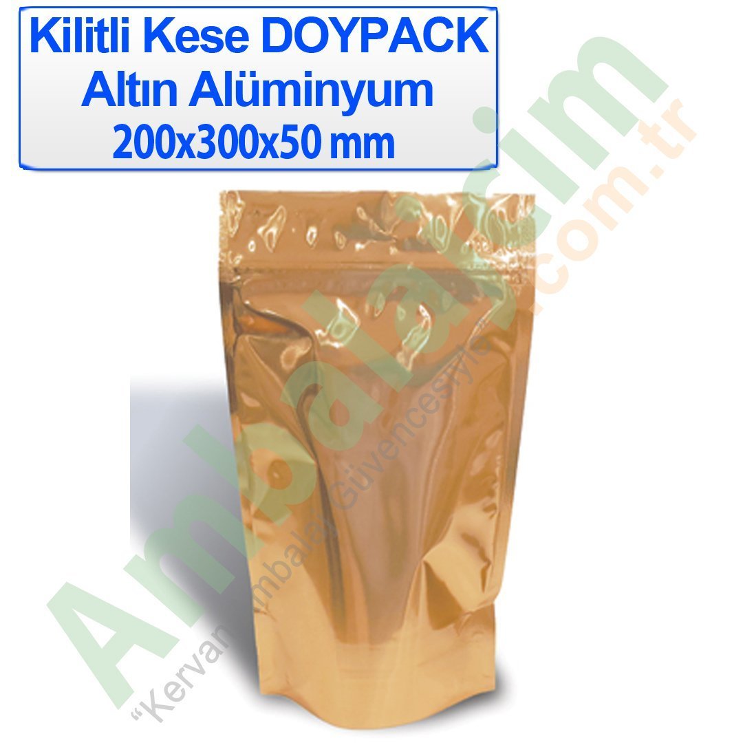 Kilitli Doypack Gold Alüminyum 20x30x5 Cm 250 ADETLİ PAKET