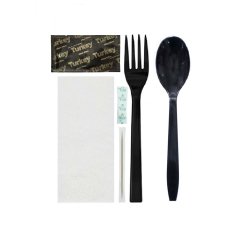 Yemek Seti 6 Lı Lüks Siyah Çatal - Kaşık 100 PAKET