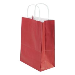 Çanta Beyaz Kraft 18x24x9 cm Burgu Sap Bordo 50 ADETLİ PAKET