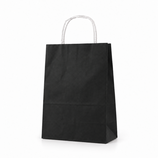 Çanta Kraft 18x24x9 cm Burgu Sap Siyah 50 Adetli 50 ADETLİ PAKET