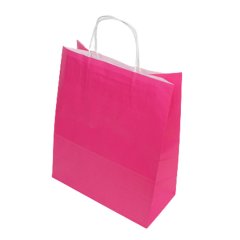 Çanta Beyaz Kraft 25x31x12 Cm Burgu Sap Pembe 300 ADETLİ KOLİ