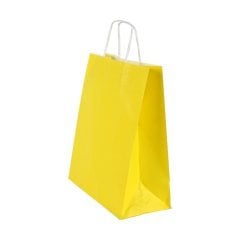 Çanta Beyaz Kraft 25x31x12 Cm Burgu Sap Sarı 300 ADETLİ KOLİ