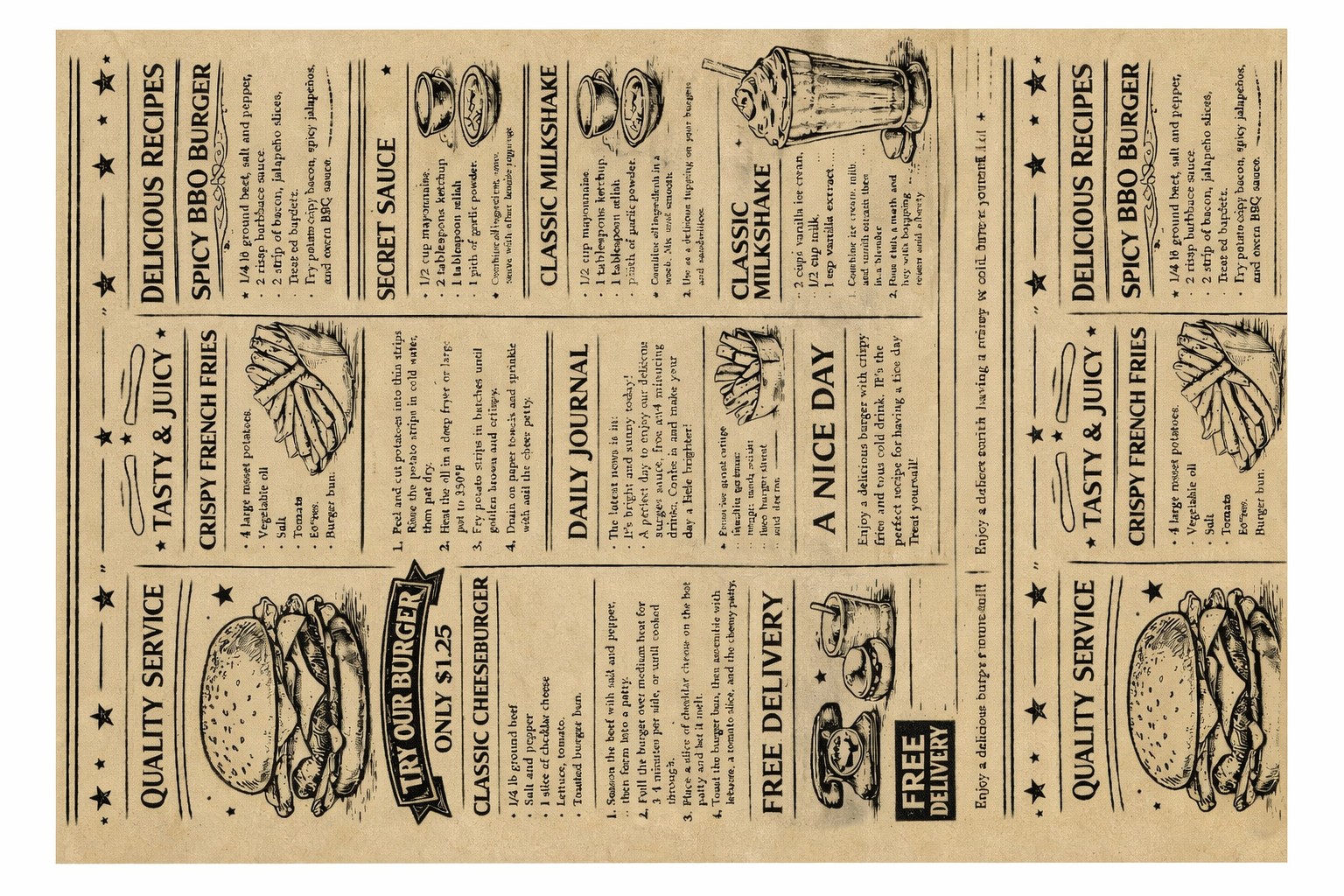 Ambalaj Kağıdı Şamua Gazete Desen 35x50 cm 10 KG'lık