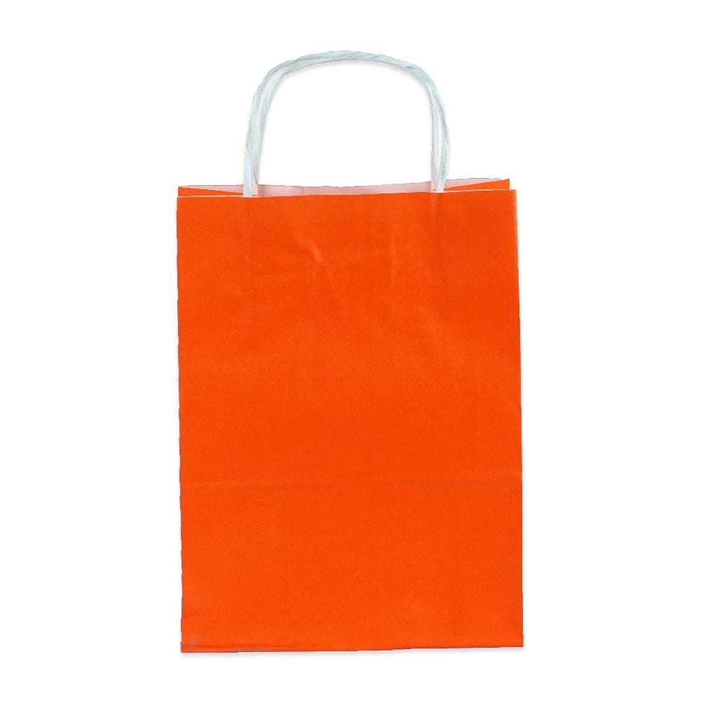 Çanta Beyaz Kraft 25x31x12 Cm Burgu Sap Turuncu 50 ADETLİ PAKET