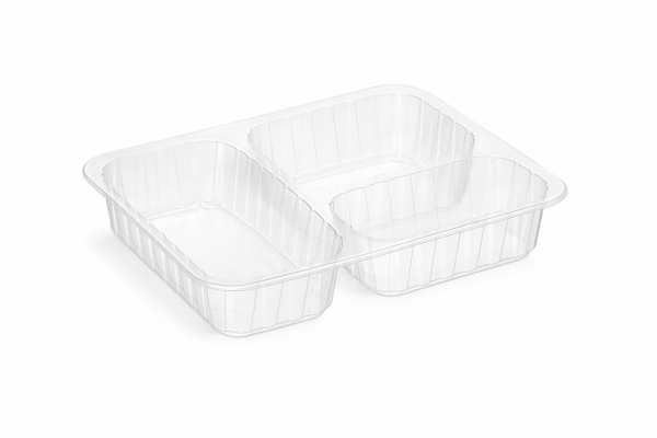 Şeffaf Plastik Kase 3 Gözlü Fİlm Yapıştırmalı 400 Adet