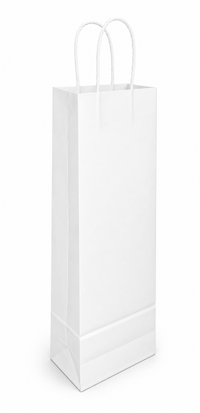 Çanta Beyaz Kraft 12,5x36x8 Cm Burgu Sap Şişe Çantası