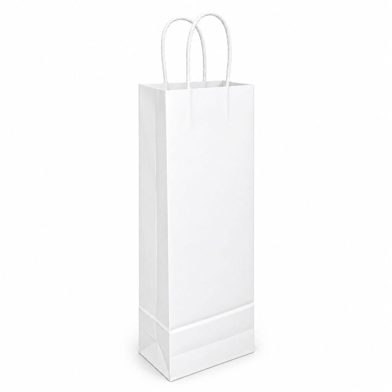 Çanta Beyaz Kraft 12,5x36x8 Cm Burgu Sap Şişe Çantası 50 ADETLİ PAKET