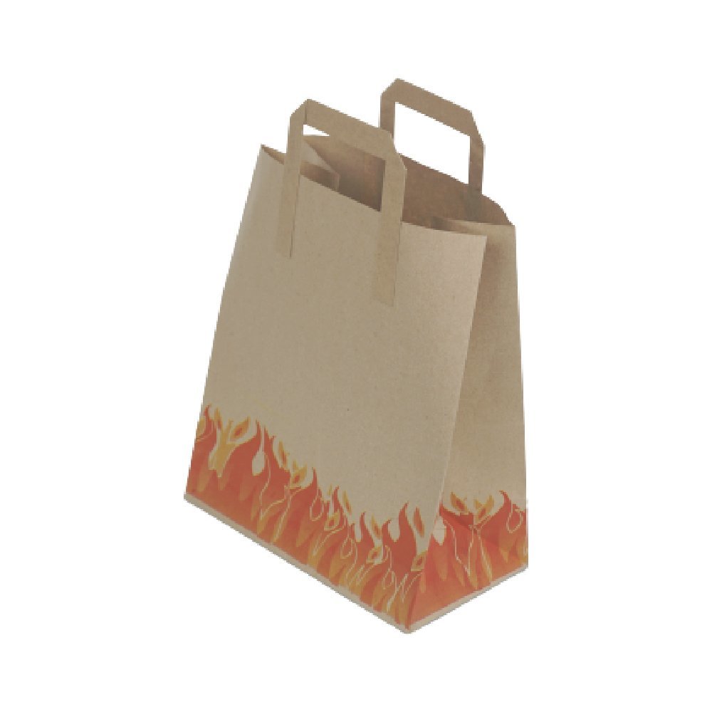 Çanta Kraft 25x30x14 cm Düz Sap Alev Desenli 500 ADETLİ KOLİ