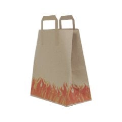 Çanta Kraft 25x30x14 cm Düz Sap Alev Desenli 500 ADETLİ KOLİ