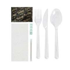 Yemek Seti 7 li Lüks Çtl,Kşık,Bıçak Pçt,Kol.Mendil,Kürd,tuz 100 PAKET