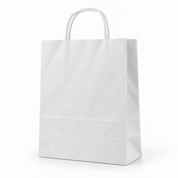 Çanta Beyaz Kraft 32x40x12 cm Burgu Sap Beyaz 50 ADETLİ PAKET