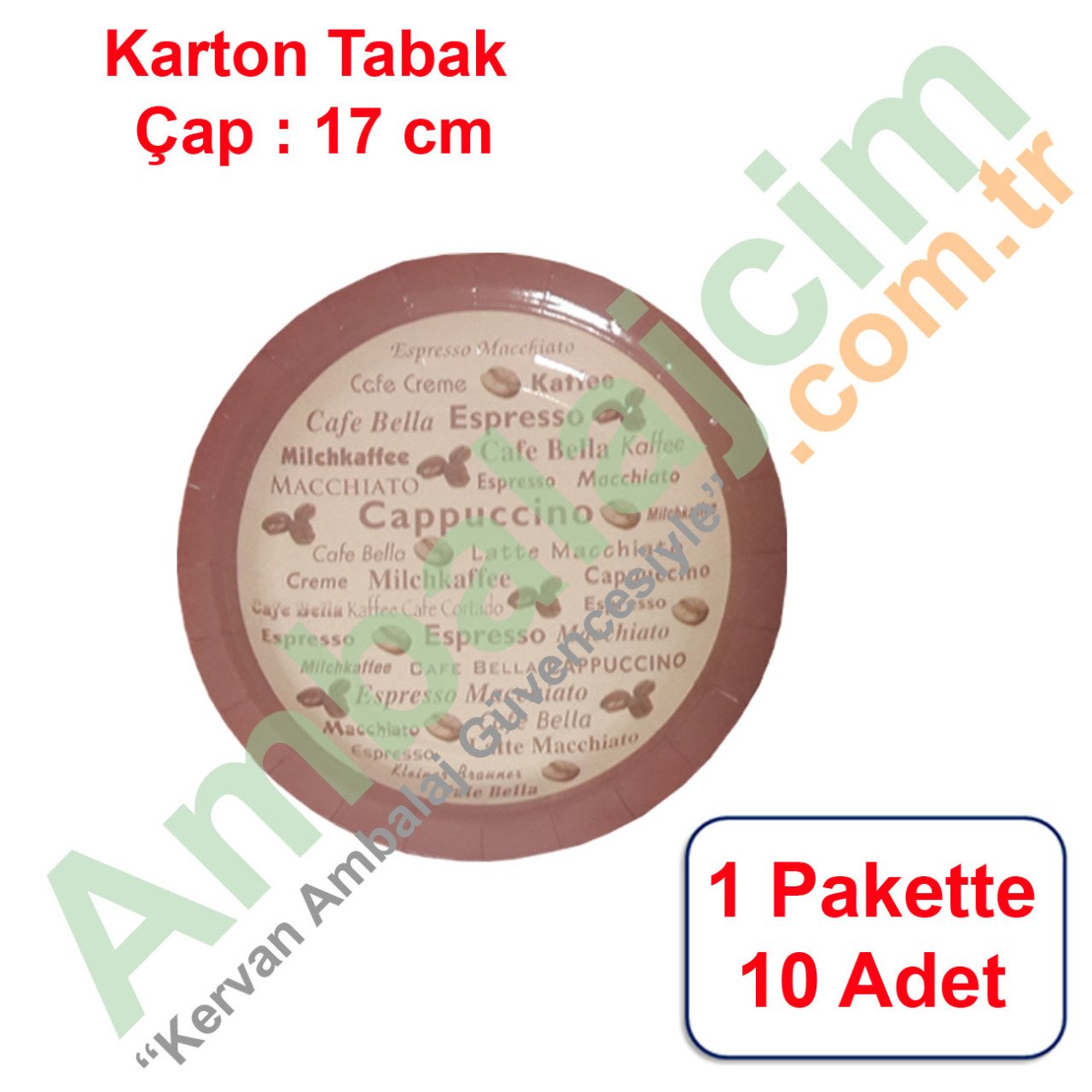 Tabak Karton Çap 18 Cm Doğum Günü / Yılbaşı 10 Adetli KAHVE