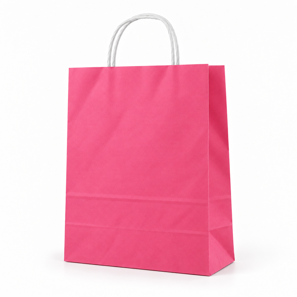 Çanta Beyaz Kraft 32x40x12 cm Burgu Sap Pembe 50 ADETLİ PAKET