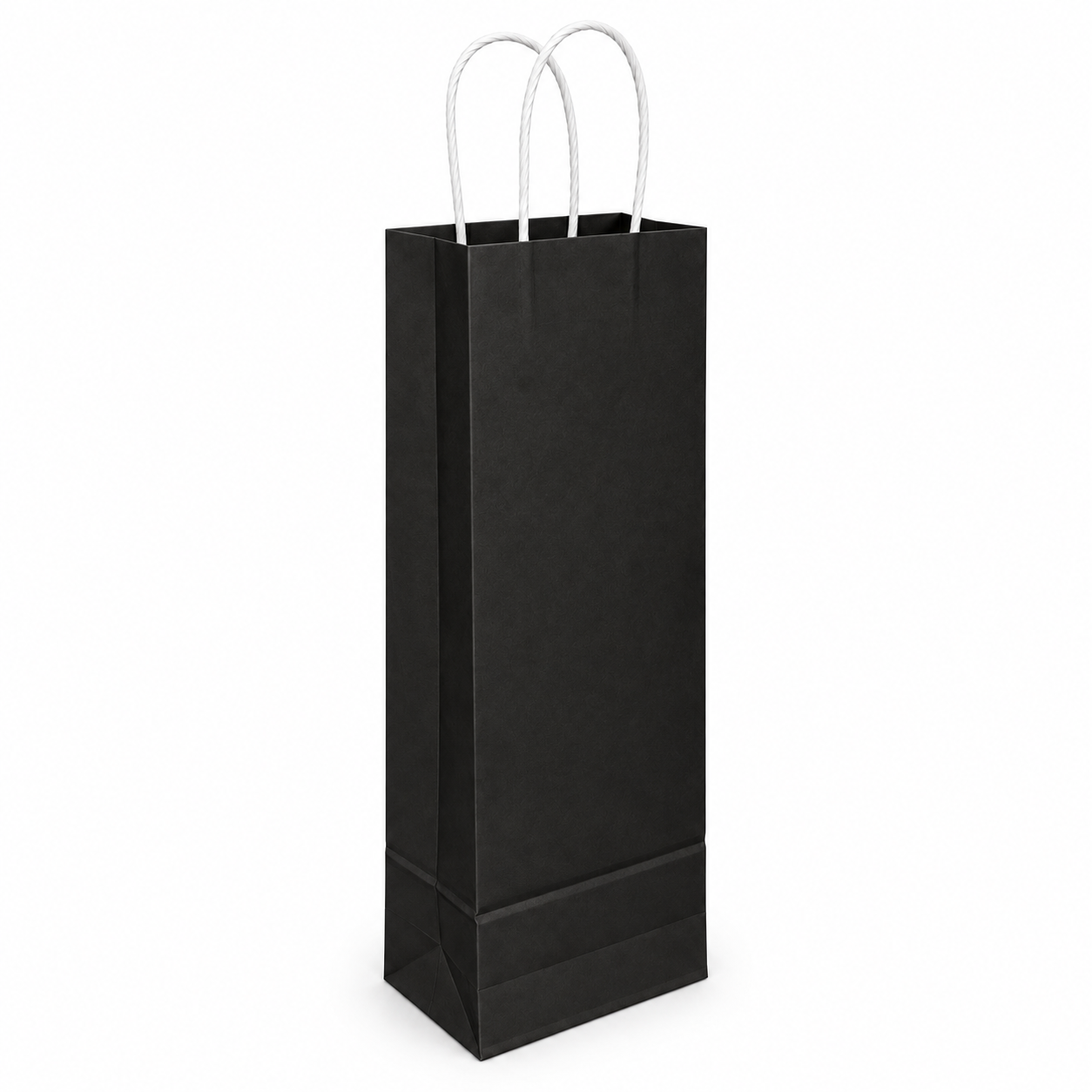 Çanta Beyaz Kraft Siyah 12,5x36x8 Cm Burgu Sap Şişe Çantası 50 ADETLİ PAKET