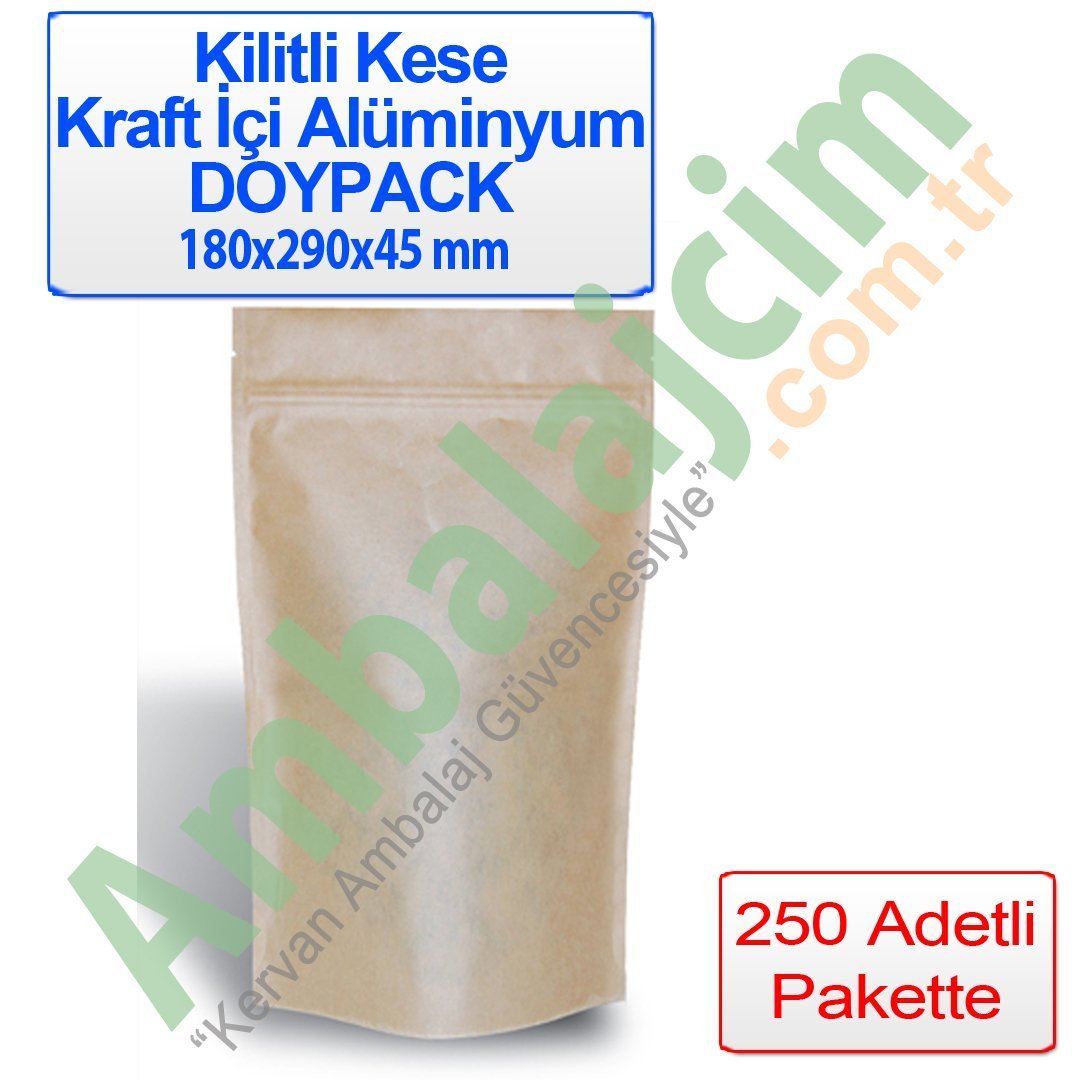 Kilitli Doypack Kraft Alüminyum 18x29x4,5 Cm 100 ADETLİ PAKET