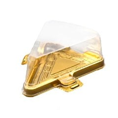 Plastik Üçgen Pasta Kutusu Gold 15,1x11,5x5,3 cm 50 ADETLİ PAKET