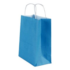 Çanta Beyaz Kraft 25x31x12 Cm Burgu Sap Mavi 300 ADETLİ KOLİ