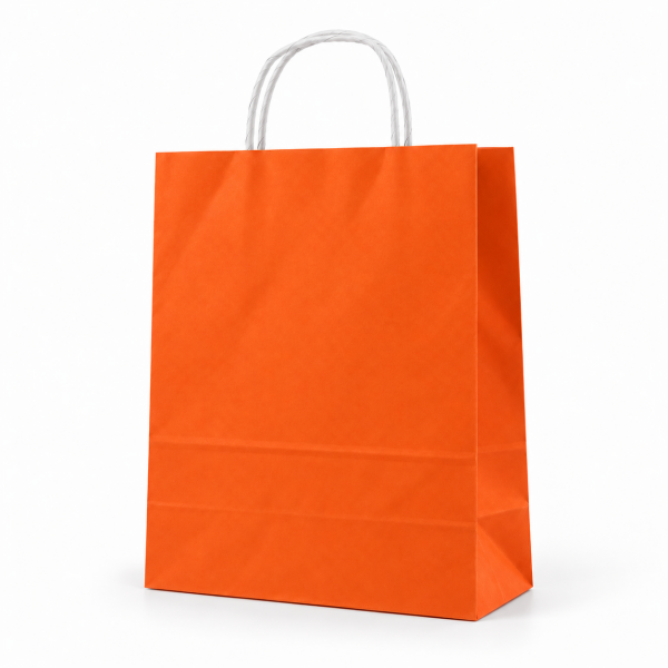 Çanta Beyaz Kraft 32x40x12 Cm Burgu Sap Turuncu