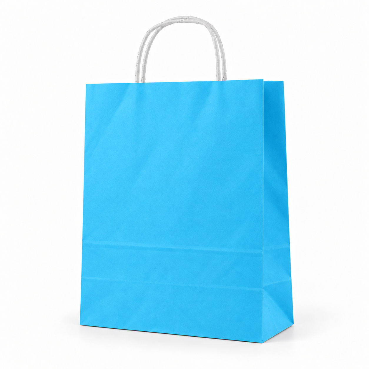 Çanta Beyaz Kraft 32x40x12 cm Burgu Sap Mavi