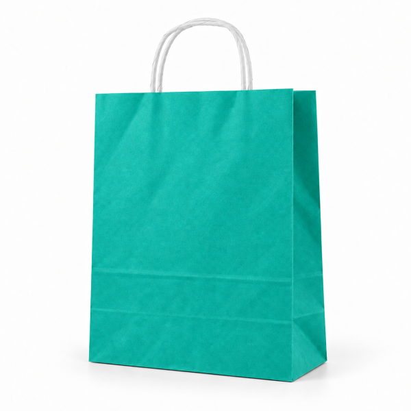 Çanta Beyaz Kraft 32x40x12 Cm Burgu Sap Yeşil