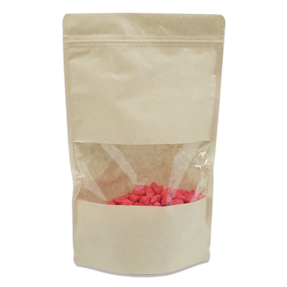 Kilitli Doypack Kraft Pencereli 18x29x4,5 Cm 100 ADETLİ PAKET