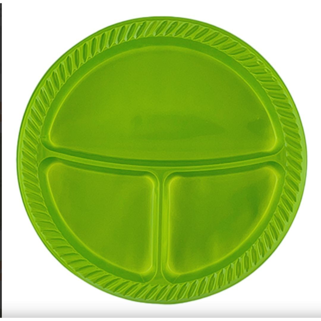 Tabak Plastik çap 26 cm 3 Gözlü Yeşil 25 ADETLİ